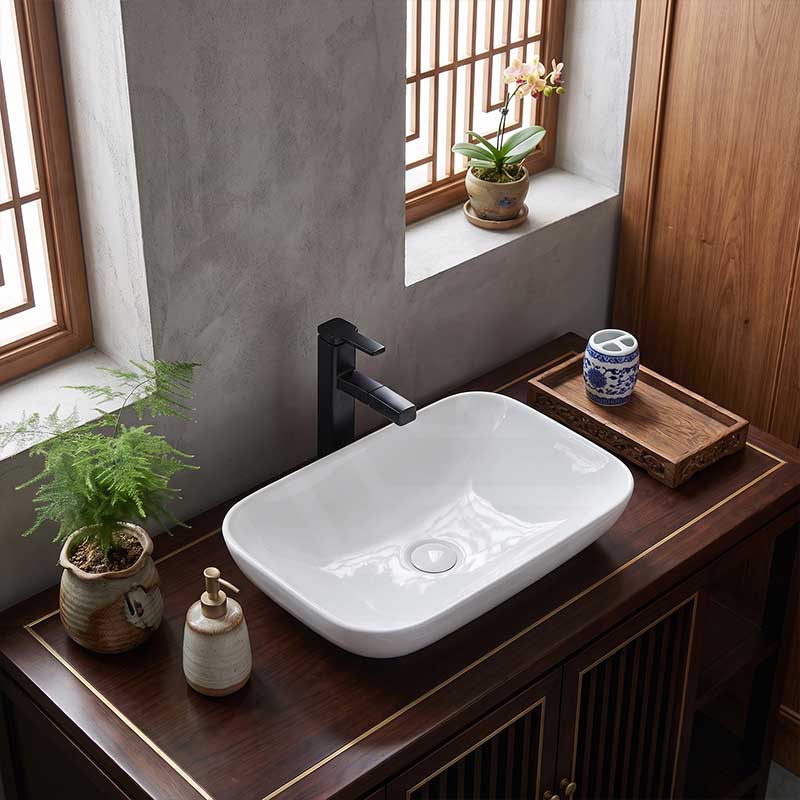 Lukka Kliff Rectangle Inset Ceramic Basin 520x340x150mm - Variant Colour