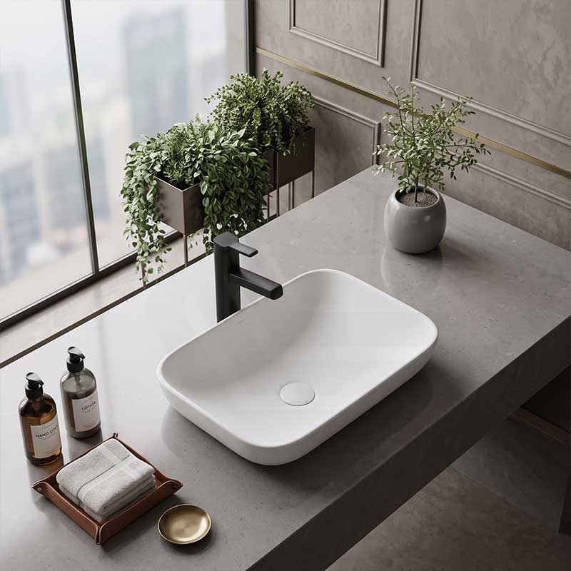 Lukka Kliff Rectangle Inset Ceramic Basin 520x340x150mm - Variant Colour