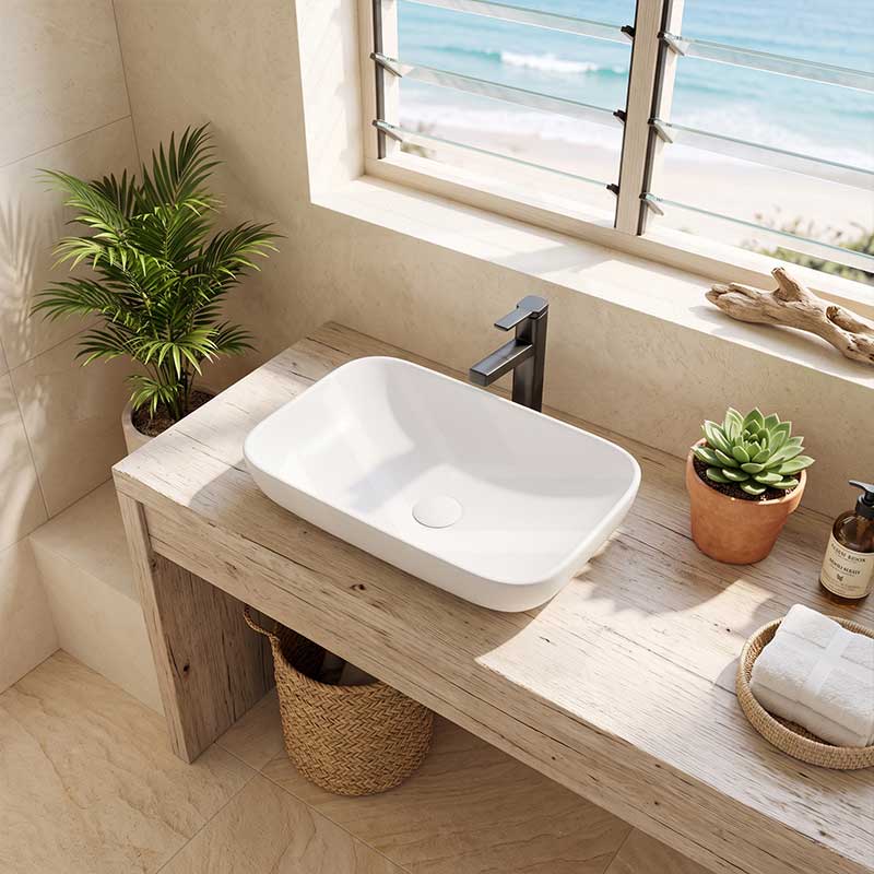 Lukka Kliff Rectangle Inset Ceramic Basin 520x340x150mm - Variant Colour