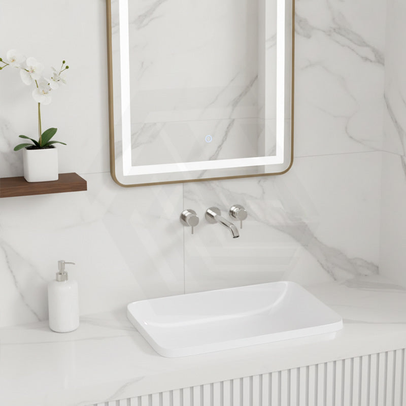 Lukka Rectangle Ceramic Inset Basin No Overflow 610x380x150mm - Gloss White