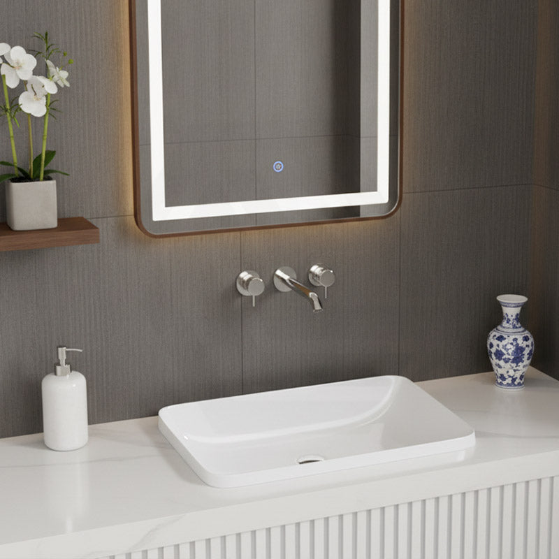 Lukka Rectangle Ceramic Inset Basin No Overflow 610x380x150mm - Gloss White