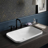 Lukka Rectangle Ceramic Inset Basin No Overflow 610x380x150mm - Gloss White