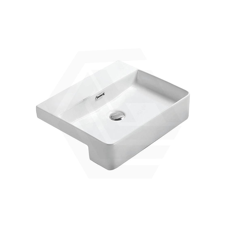 Lukka Kliff 505x420x130mm Fine Ceramic Gloss White Semi-Recessed Basin with Overflow