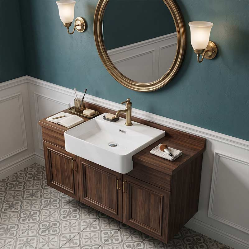 Lukka Kliff Fine Ceramic Semi-Recessed Basin with Overflow 505x420x130mm - Gloss White