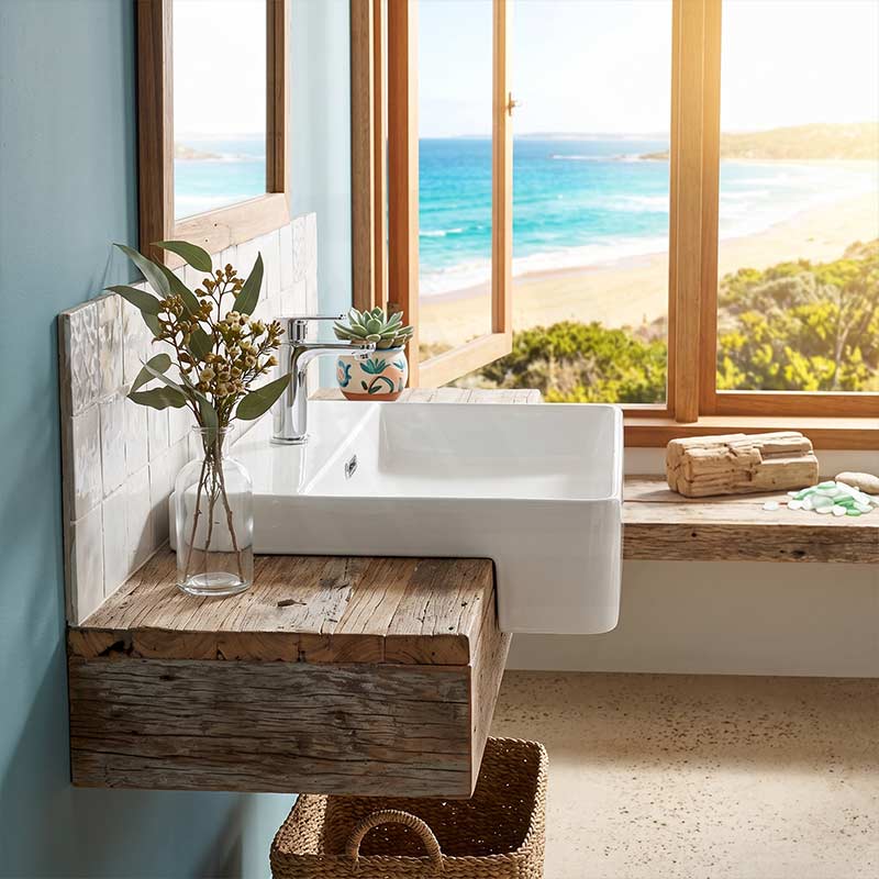 Lukka Kliff Fine Ceramic Semi-Recessed Basin with Overflow 505x420x130mm - Gloss White