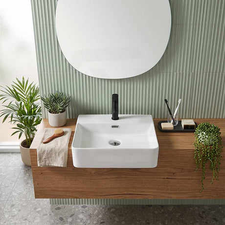 Lukka Kliff Fine Ceramic Semi-Recessed Basin with Overflow 505x420x130mm - Gloss White