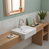 Lukka Kliff Fine Ceramic Semi-Recessed Basin with Overflow 505x420x130mm - Gloss White