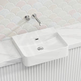 Lukka Kliff Fine Ceramic Semi-Recessed Basin with Overflow 505x420x130mm - Gloss White