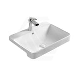 Lukka Kliff 585x460x170mm Gloss White Semi Recessed Ceramic Basin with Overflow and Tap Hole