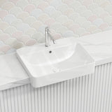 Lukka Kliff Semi Recessed Ceramic Basin with Overflow and Tap Hole 585x460x170mm - Gloss White