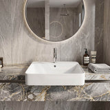 Lukka Kliff Semi Recessed Ceramic Basin with Overflow and Tap Hole 585x460x170mm - Gloss White