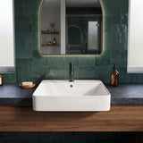Lukka Kliff Semi Recessed Ceramic Basin with Overflow and Tap Hole 585x460x170mm - Gloss White