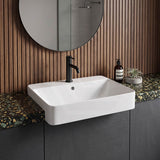 Lukka Kliff Semi Recessed Ceramic Basin with Overflow and Tap Hole 585x460x170mm - Gloss White