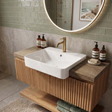 Lukka Kliff Semi Recessed Ceramic Basin with Overflow and Tap Hole 585x460x170mm - Gloss White