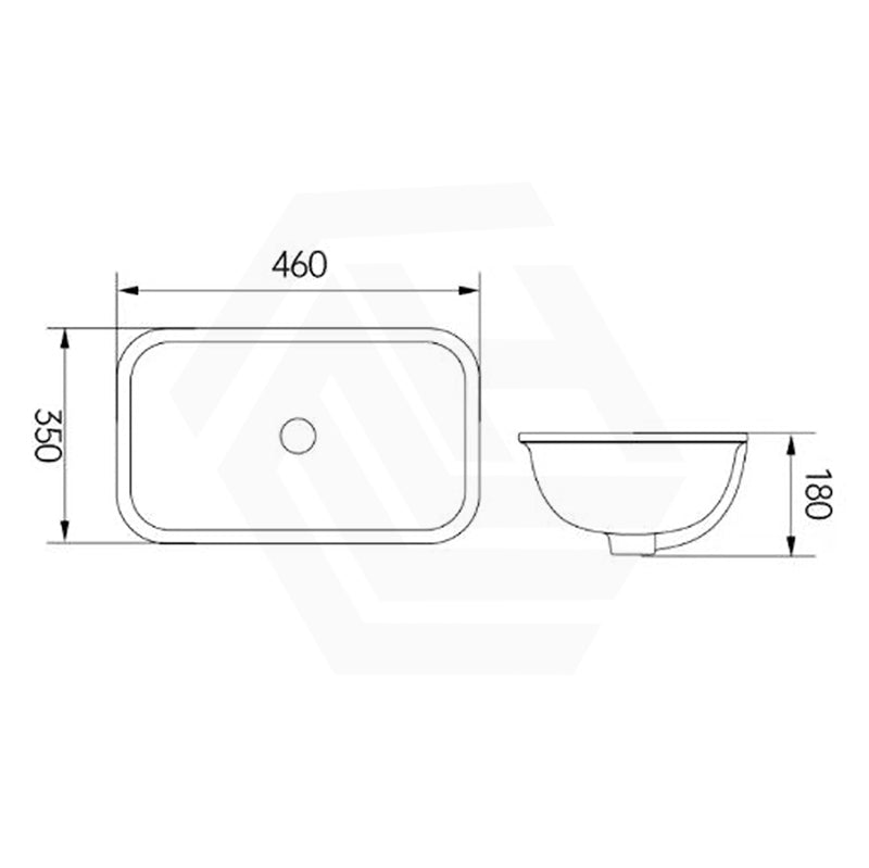 Lukka Kliff Rectangle Ceramic Under Counter Basin with Overflow 460/545/585mm - Variant Colour