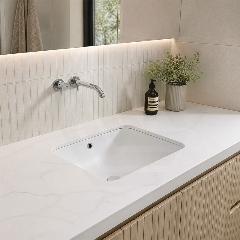 Lukka Kliff Rectangle Ceramic Under Counter Basin with Overflow 460/545/585mm - Variant Colour