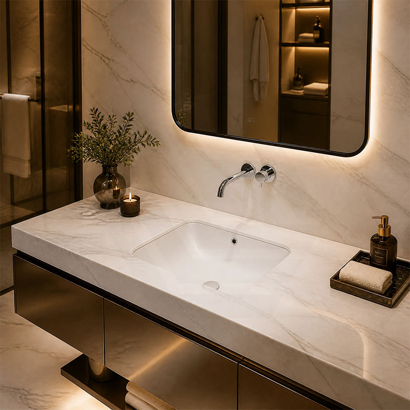 Lukka Kliff Rectangle Ceramic Under Counter Basin with Overflow 460/545/585mm - Variant Colour
