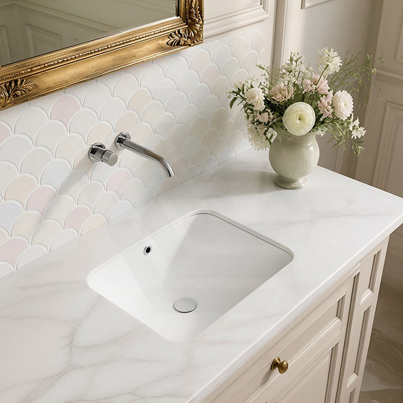 Lukka Kliff Rectangle Ceramic Under Counter Basin with Overflow 460/545/585mm - Variant Colour