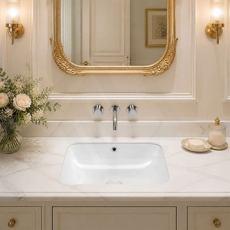 Lukka Kliff Rectangle Ceramic Under Counter Basin with Overflow 460/545/585mm - Variant Colour