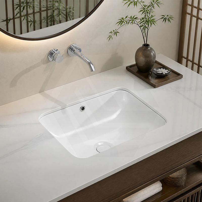 Lukka Kliff Rectangle Ceramic Under Counter Basin with Overflow 460/545/585mm - Variant Colour