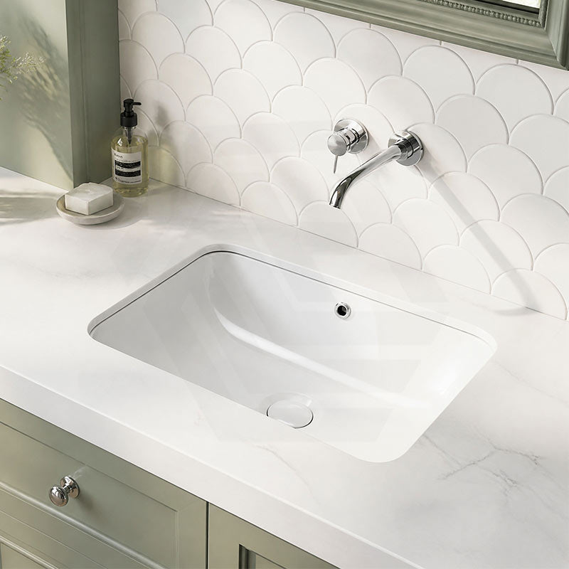 Lukka Kliff Rectangle Ceramic Under Counter Basin with Overflow 460/545/585mm - Variant Colour