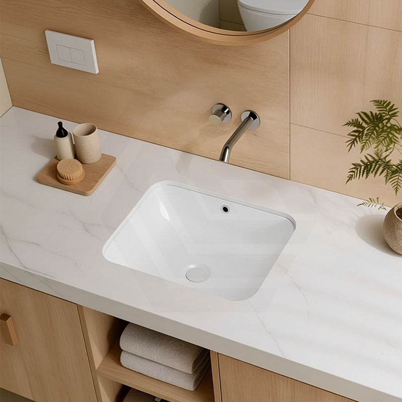 Lukka Kliff Rectangle Ceramic Under Counter Basin with Overflow 460/545/585mm - Variant Colour