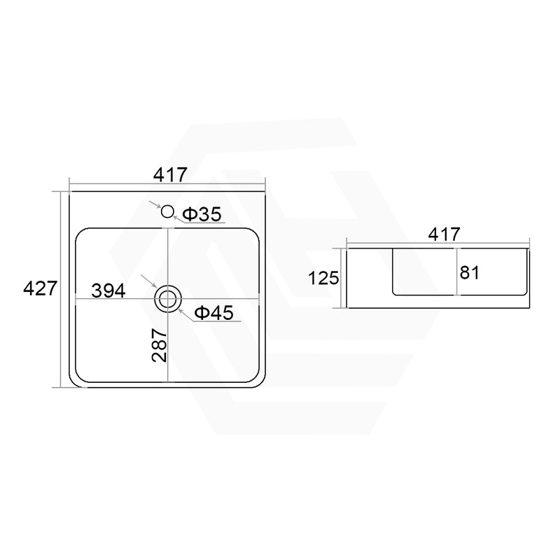 Lukka Kliff Ceramic Above Counter/Wall Hung Basin Tap Hole Available 417x427x125mm - Gloss White