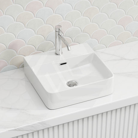 Lukka Kliff Ceramic Above Counter/Wall Hung Basin Tap Hole Available 417x427x125mm - Gloss White