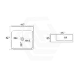 Lukka 417x427x125mm Kliff Gloss White Above Counter/Wall-hung Ceramic Basin NO Tap Hole
