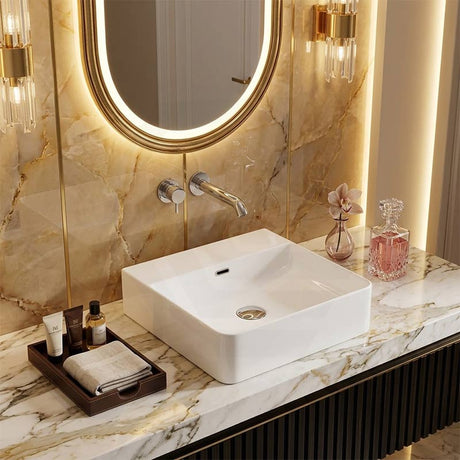 Lukka Kliff Ceramic Above Counter/Wall Hung Basin Tap Hole Available 417x427x125mm - Gloss White