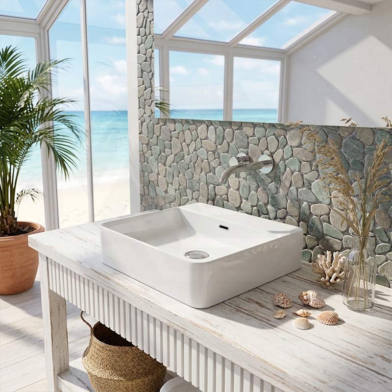 Lukka Kliff Ceramic Above Counter/Wall Hung Basin Tap Hole Available 417x427x125mm - Gloss White