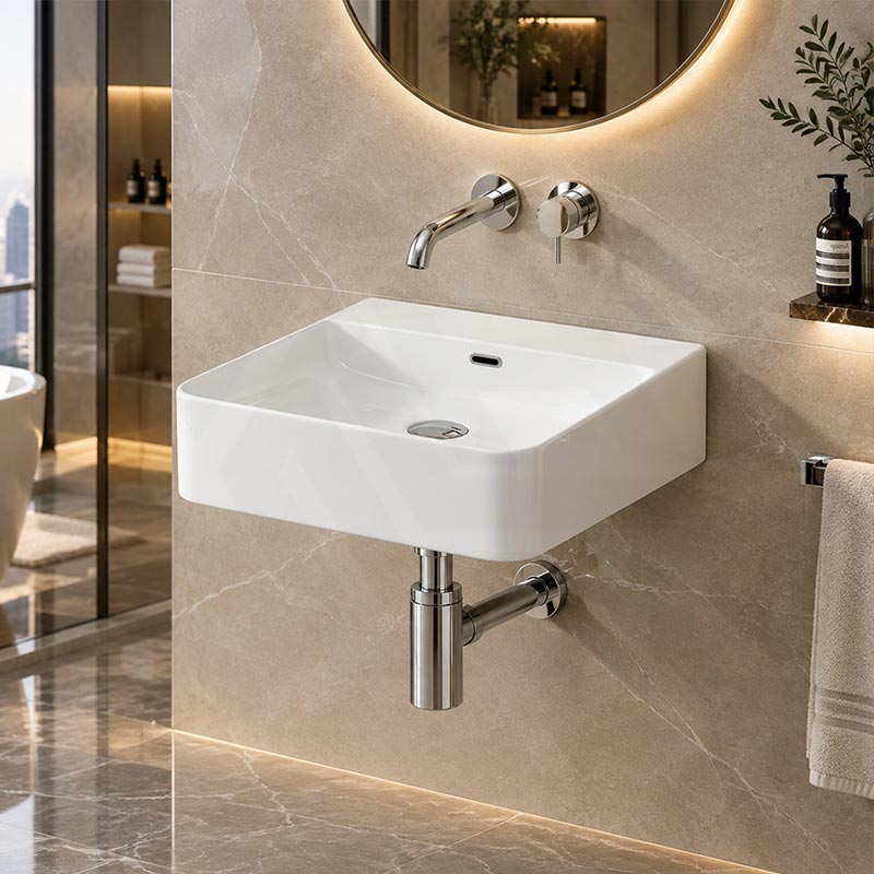 Lukka Kliff Ceramic Above Counter/Wall Hung Basin Tap Hole Available 417x427x125mm - Gloss White