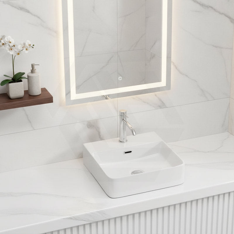 Lukka Kliff Ceramic Above Counter/Wall Hung Basin Tap Hole Available 417x427x125mm - Gloss White
