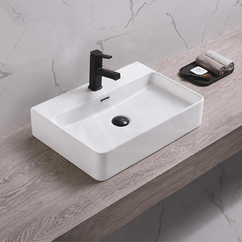 Lukka 515x425x135mm Kliff Ceramic Wall Hung/Above Counter Basin 1 Tap Hole Gloss White