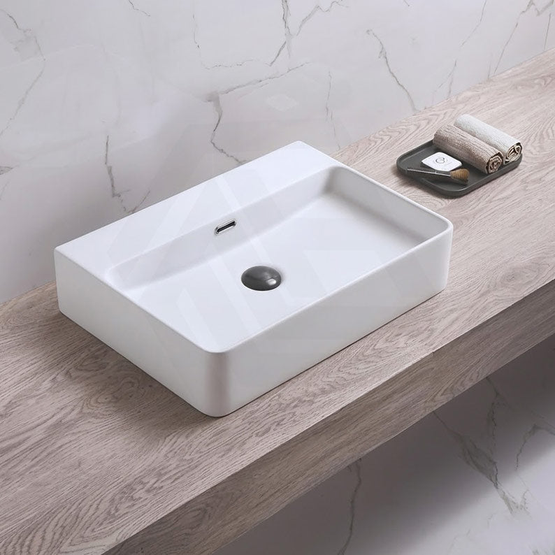 Lukka 515x425x135mm Kliff Ceramic Wall Hung/Above Counter Basin No Tap Hole Matt White