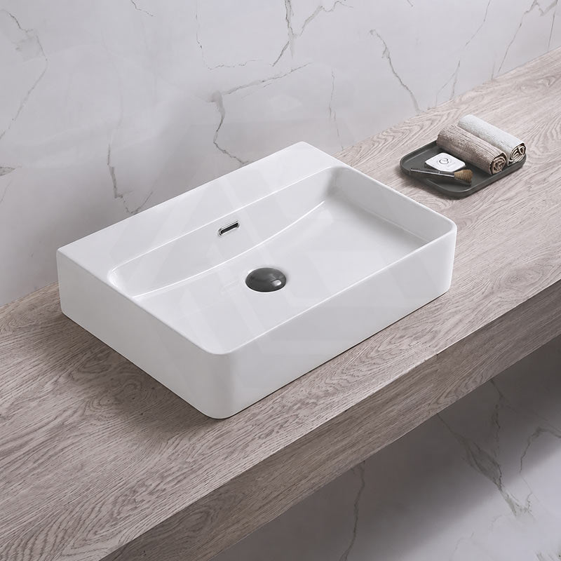 Lukka 515x425x135mm Kliff Ceramic Wall Hung/Above Counter Basin No Tap Hole Gloss White