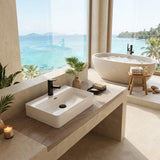 Lukka Kliff Ceramic Wall Hung/Above Counter Basin Tap Hole Available 515x425x135mm - Gloss/Matt White