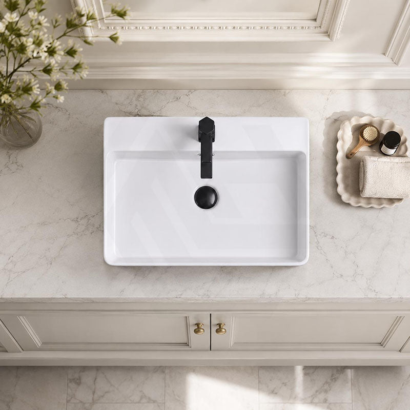 Lukka Kliff Ceramic Wall Hung/Above Counter Basin Tap Hole Available 515x425x135mm - Gloss/Matt White