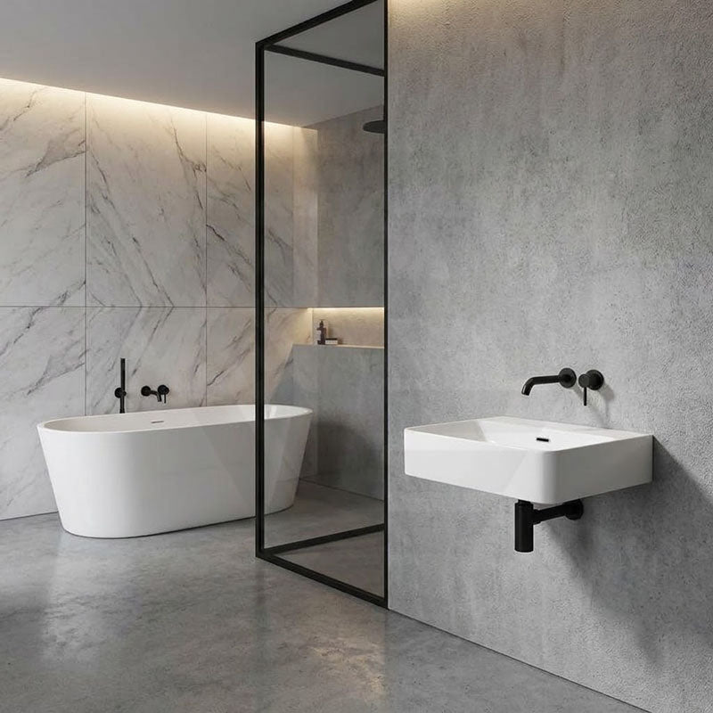 Lukka Kliff Ceramic Wall Hung/Above Counter Basin Tap Hole Available 515x425x135mm - Gloss/Matt White