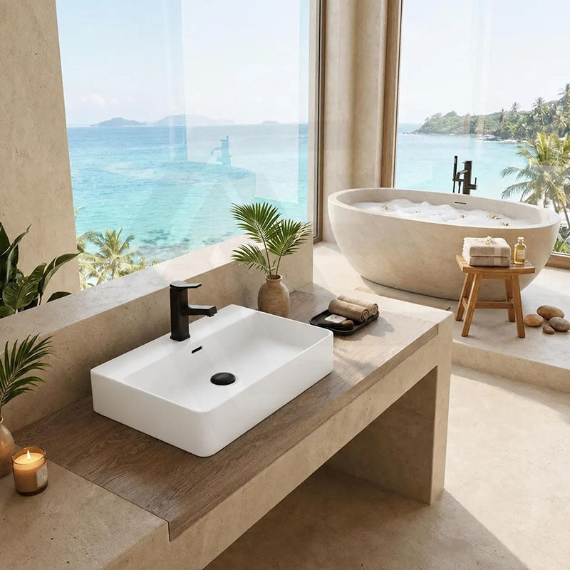 Lukka Kliff Ceramic Wall Hung/Above Counter Basin Tap Hole Available 515x425x135mm - Gloss/Matt White