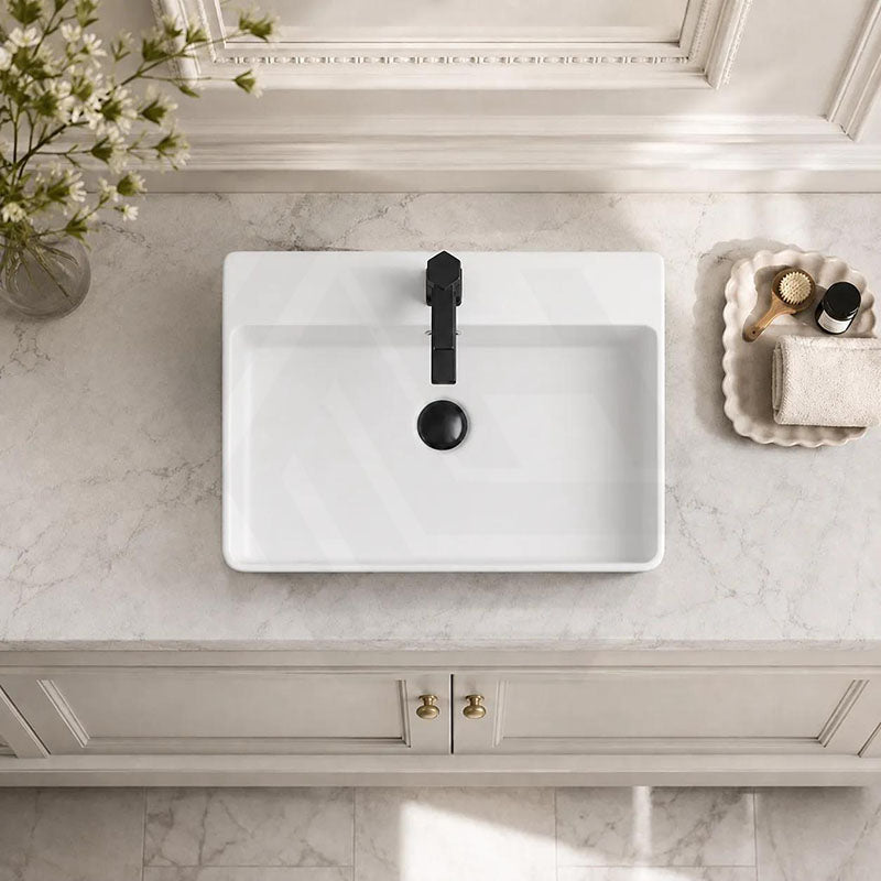 Lukka Kliff Ceramic Wall Hung/Above Counter Basin Tap Hole Available 515x425x135mm - Gloss/Matt White