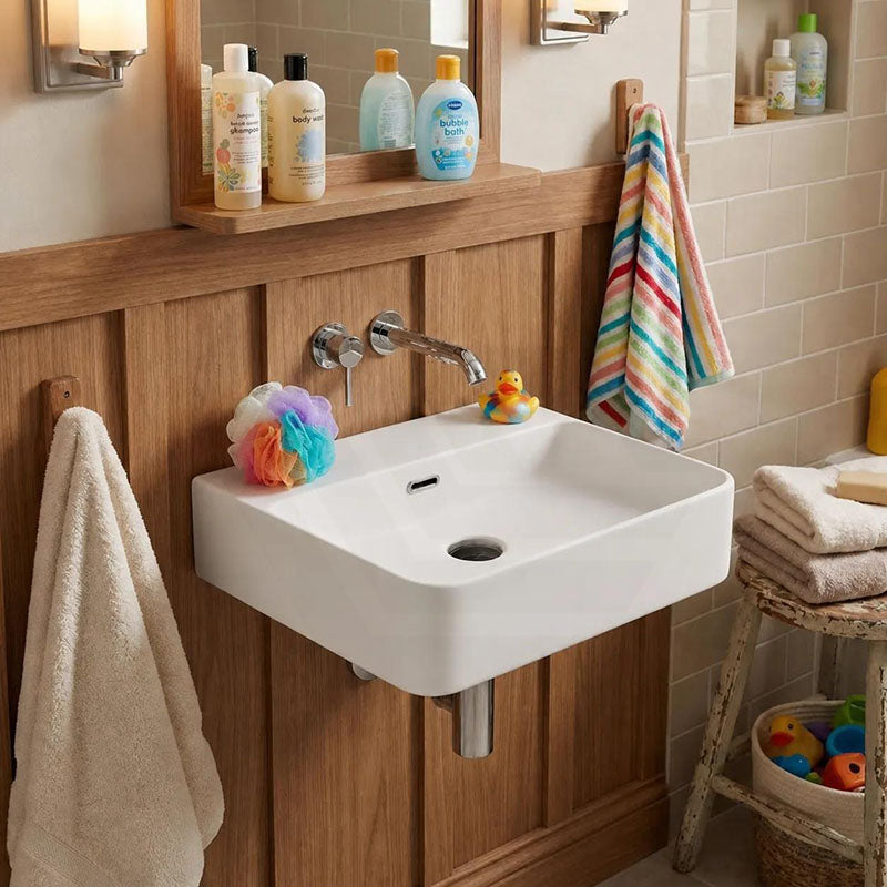 Lukka Kliff Ceramic Wall Hung/Above Counter Basin Tap Hole Available 515x425x135mm - Gloss/Matt White