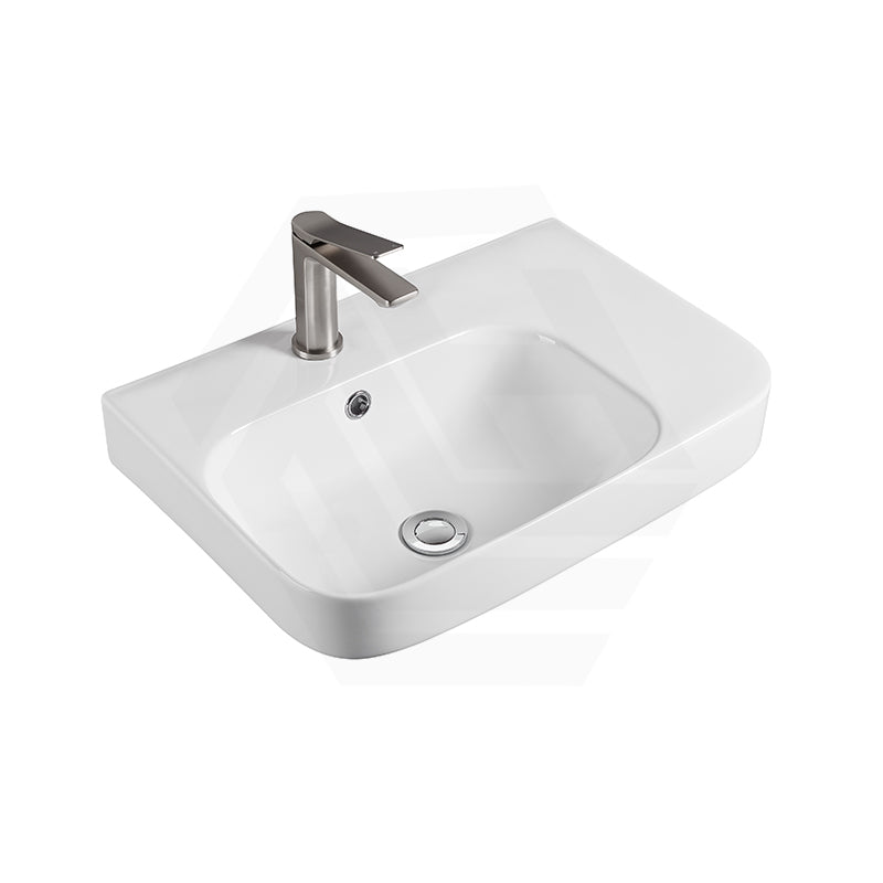 Lukka Kontura Ceramic Wall Hung Basin Left/Right Hand Bowl with Overflow 550/600mm - Gloss White