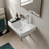 Lukka Kontura Ceramic Wall Hung Basin Left/Right Hand Bowl with Overflow 550/600mm - Gloss White