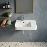 Lukka Kontura Ceramic Wall Hung Basin Left/Right Hand Bowl with Overflow 550/600mm - Gloss White