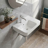 Lukka Kontura Ceramic Wall Hung Basin Left/Right Hand Bowl with Overflow 550/600mm - Gloss White