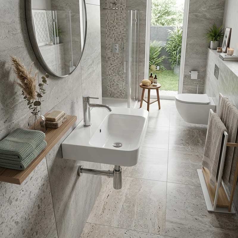Lukka Kontura Ceramic Wall Hung Basin Left/Right Hand Bowl with Overflow 550/600mm - Gloss White