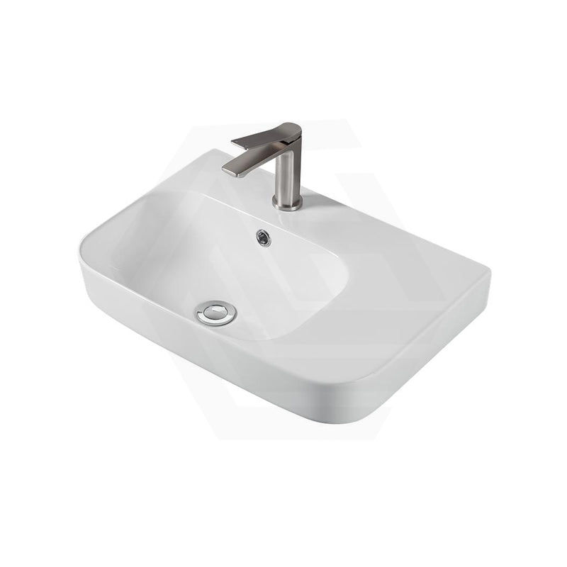 Lukka Kontura Ceramic Wall Hung Basin Left/Right Hand Bowl with Overflow 550/600mm - Gloss White