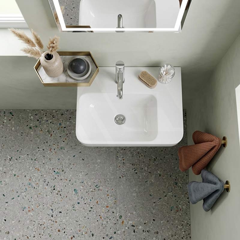Lukka Kontura Ceramic Wall Hung Basin Left/Right Hand Bowl with Overflow 550/600mm - Gloss White