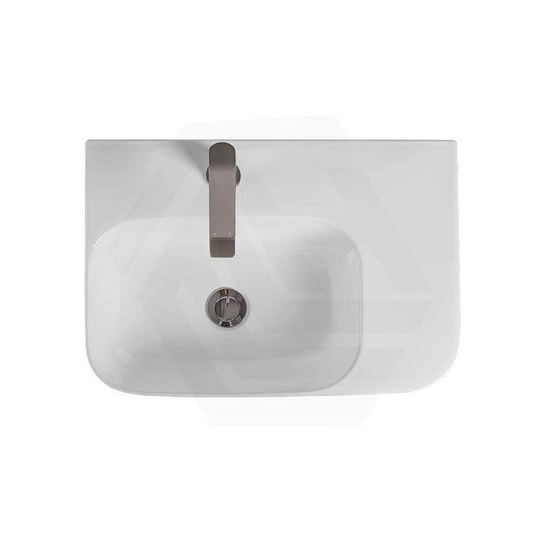 Lukka Kontura Ceramic Wall Hung Basin Left/Right Hand Bowl with Overflow 550/600mm - Gloss White